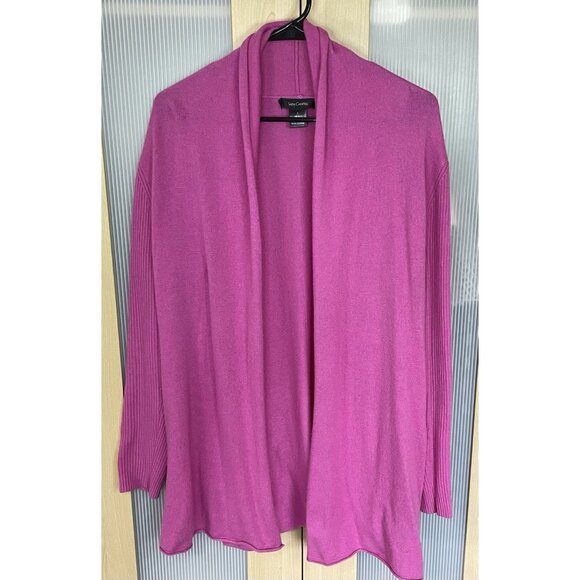 Sara Campbell 100% Cashmere Pink Open Front Cardigan Sweater Women’s Size Large - Picture 1 of 5